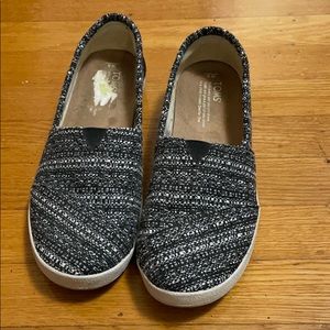 Toms Black/Grey/Silver Boucle Slip-On Sneaker Sz 8
